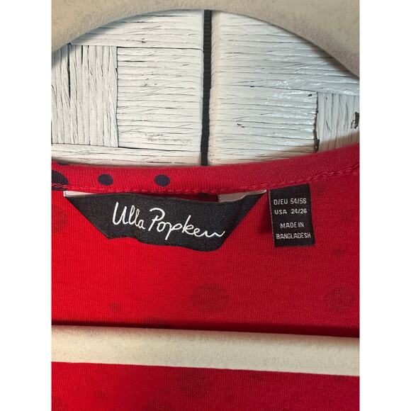 Ulla Popken polkadot Tshirt dress red & blue drawstring waist pockets plus size - Picture 6 of 13